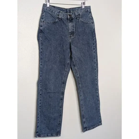 Vintage 90s Lee Riders Blue High Rise Mom Jeans Dark Wash Sz 10P Tapered Leg - Picture 2 of 10